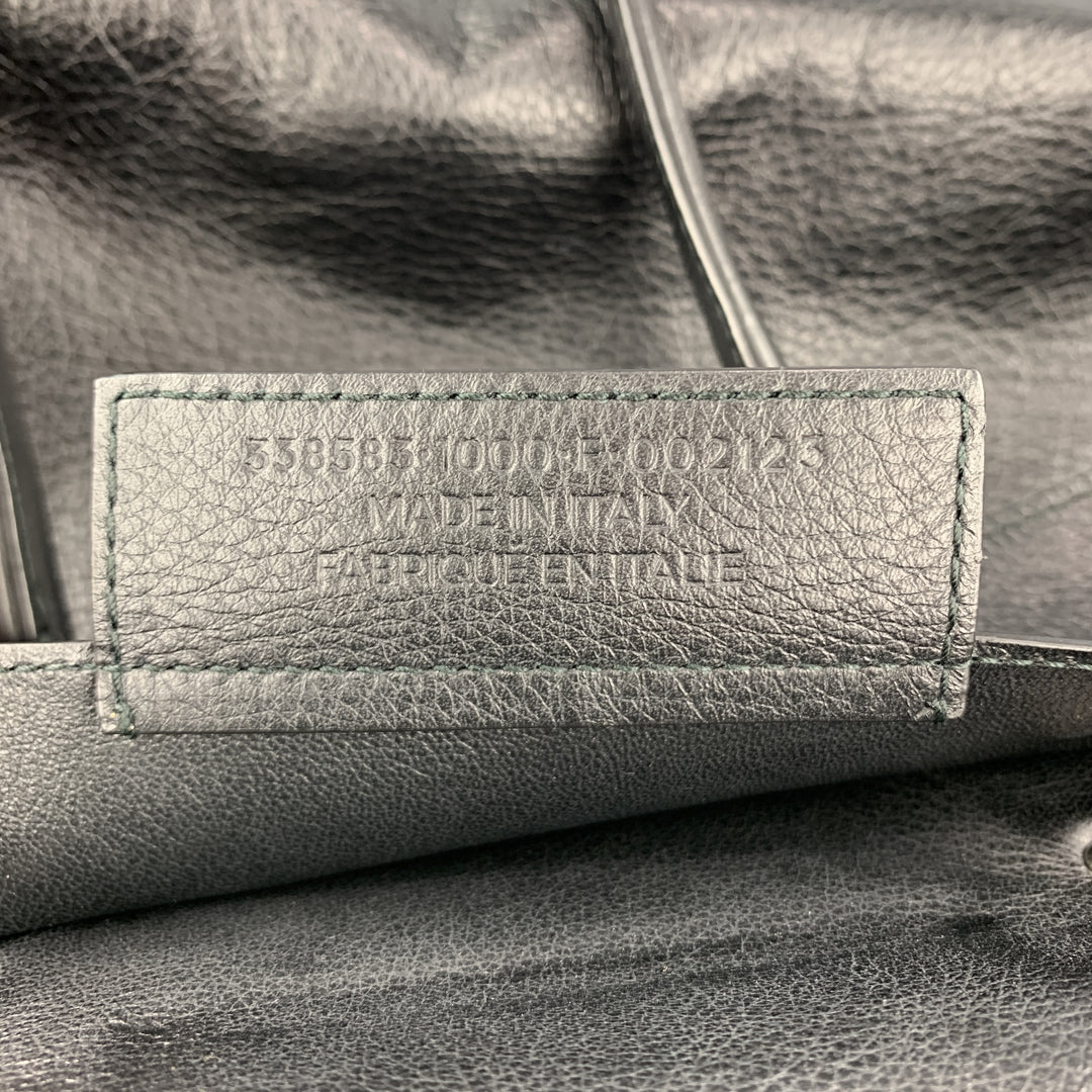 BALENCIAGA Black Textured Leather Large CITY Tote Handbag
