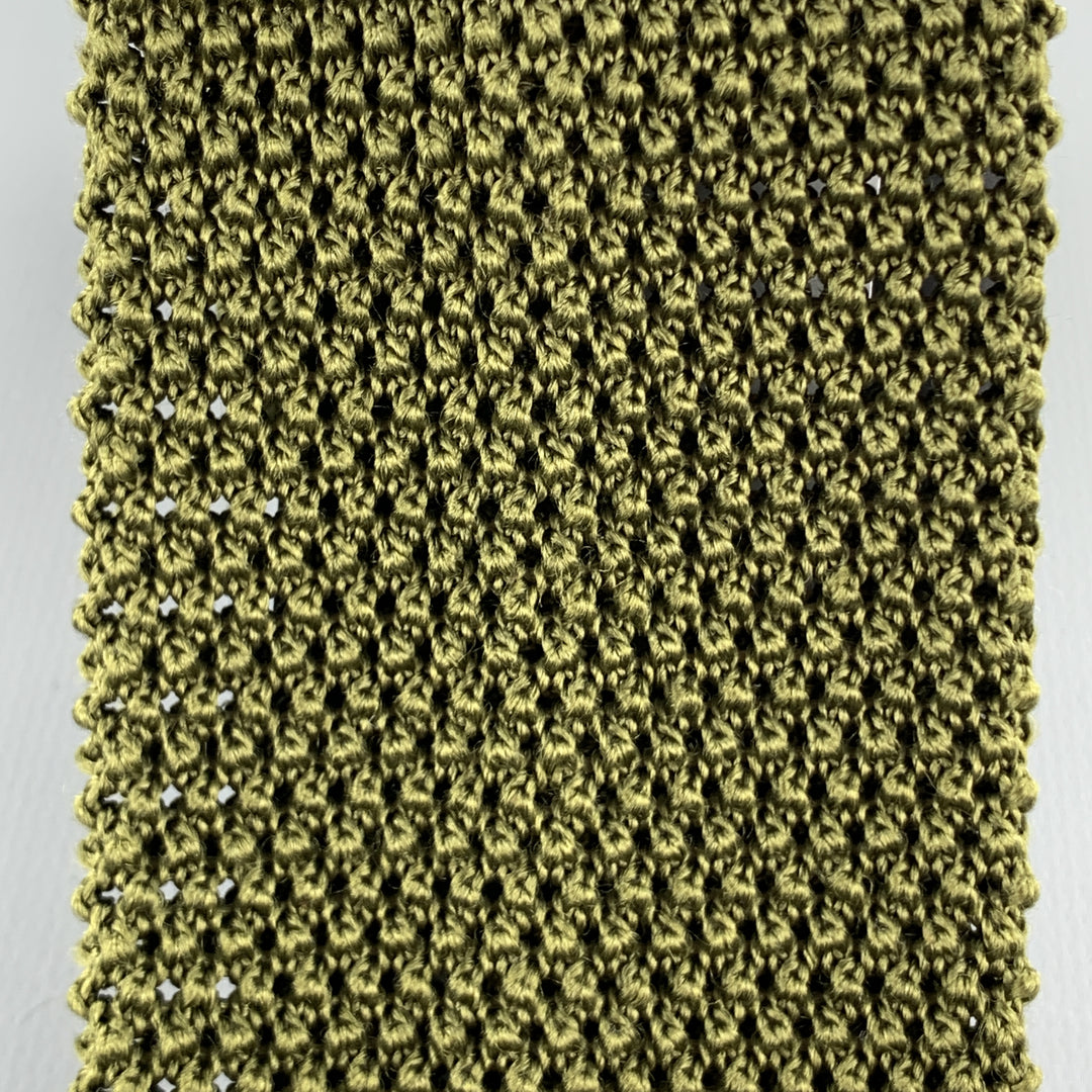 BUDD Olive Green Silk Textured Knit Tie
