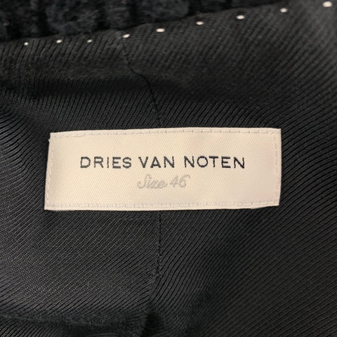 DRIES VAN NOTEN Size 36 Black Stripe Cotton Notch Lapel Sport Coat