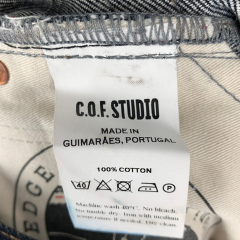 C.O.F. STUDIO Size 31 Indigo Contrast Stitch Selvedge Denim Button Fly Jeans