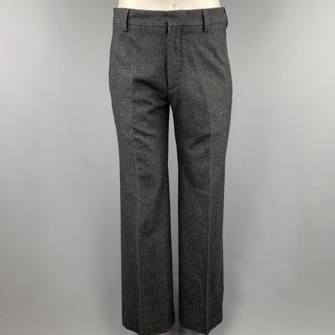 MARC JACOBS Size 38 Charcoal Textured Cashmere Notch Lapel Wide Leg Suit