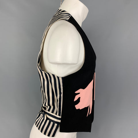 CHEAP and CHIC by MOSCHINO Talla 40 Chaleco de poliamida de lana con apliques negro blanco rosa