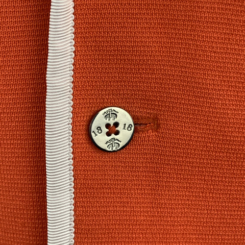BLACK FLEECE Size 38 Orange Cotton Knit White Contrast Piping Sport Coat