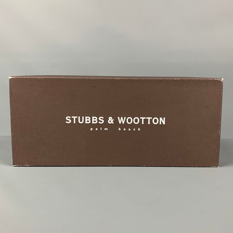 STUBBS &amp; WOOTTON Talla 10 Mocasines planos con textura de terciopelo rojo negro