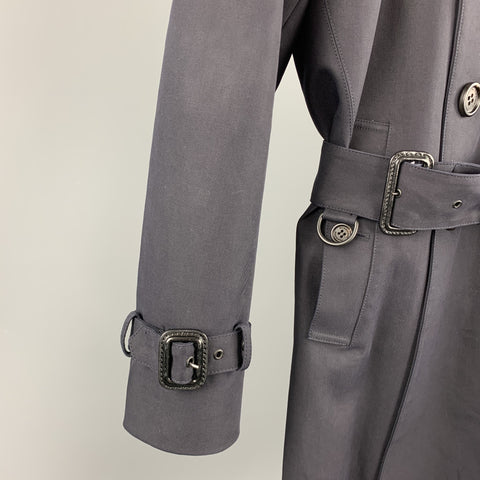 BURBERRY PRORSUM Size 34 Navy Cotton Double Breasted Belted Trenchcoat