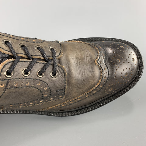 JUNYA WATANABE Size 10 Taupe Antique Leather Wingtip Lace Up Brogues