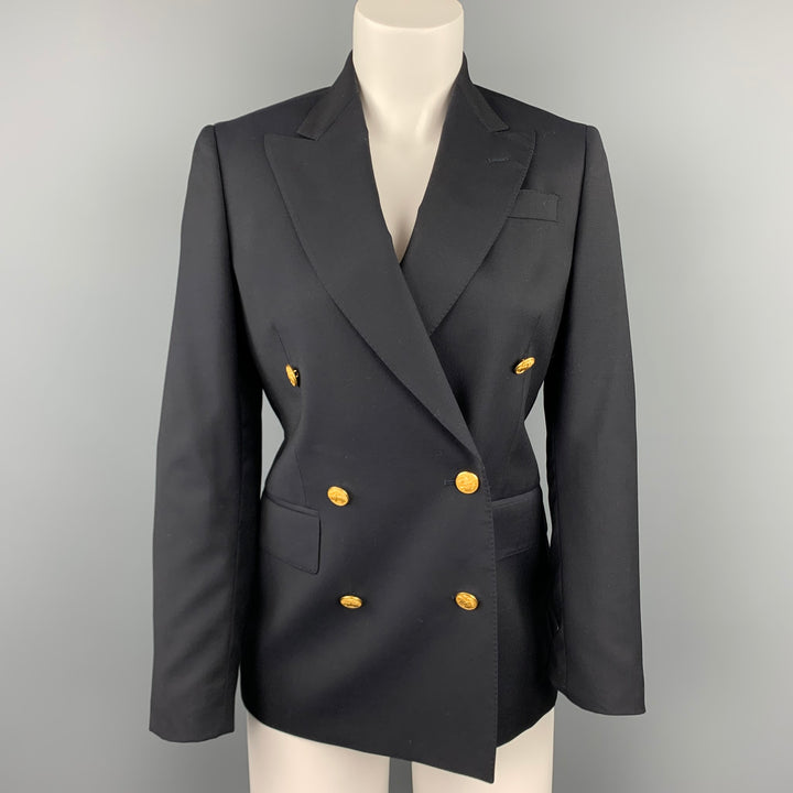 BROOKS BROTHERS by LORO PIANA Size 2 Navy Wool Double Breasted Jacket