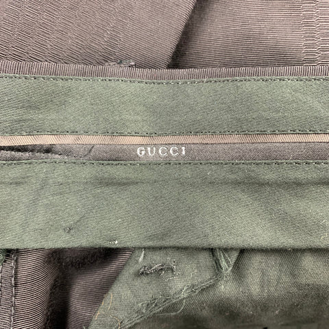 GUCCI by TOM FORD 2001 Size 32 Black Jacquard Zip Fly Wide Leg Dress Pants