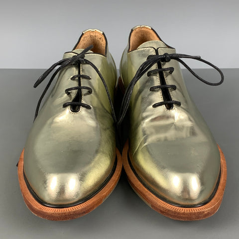 JOHN FLUEVOG Size 9.5 Gold Leather Lace Up Flats