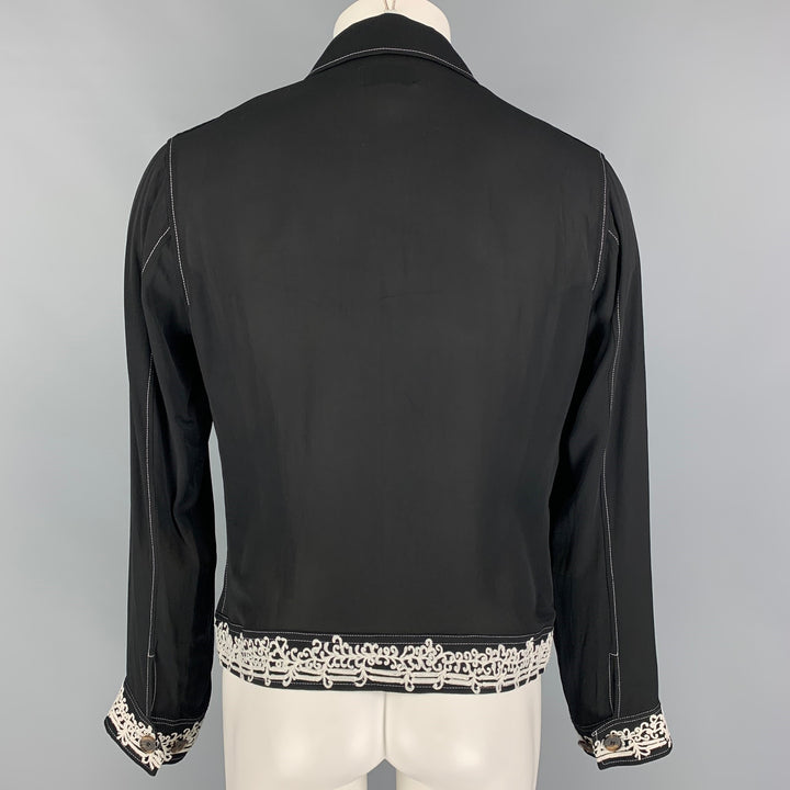 BED J.W. FORD Size M Black White Embroidery Rayon Jacket