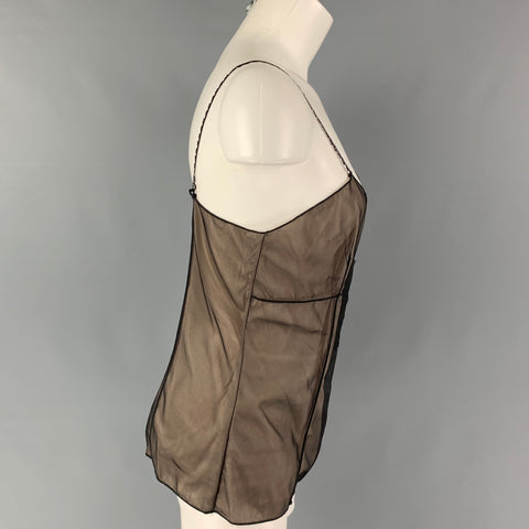AURORE THIBOUT Size M Black Beige Polyamide Applique Camisole Dress Top