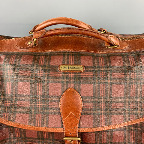 vintage POLO par RALPH LAUREN Sac de voyage en toile enduite à carreaux marron et noir