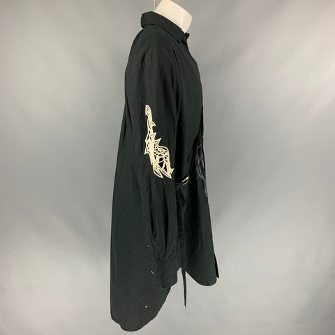 BED J.W. FORD Size S Black Applique Cotton Long Shirt