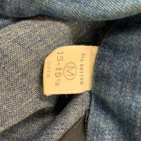 TOMMY ATKINS Size M Blue Solid Cotton Lace Up Long Sleeve Shirt