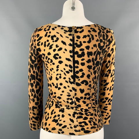 LOVE MOSCHINO Size 6 Beige & Black Viscose Animal Print Pullover