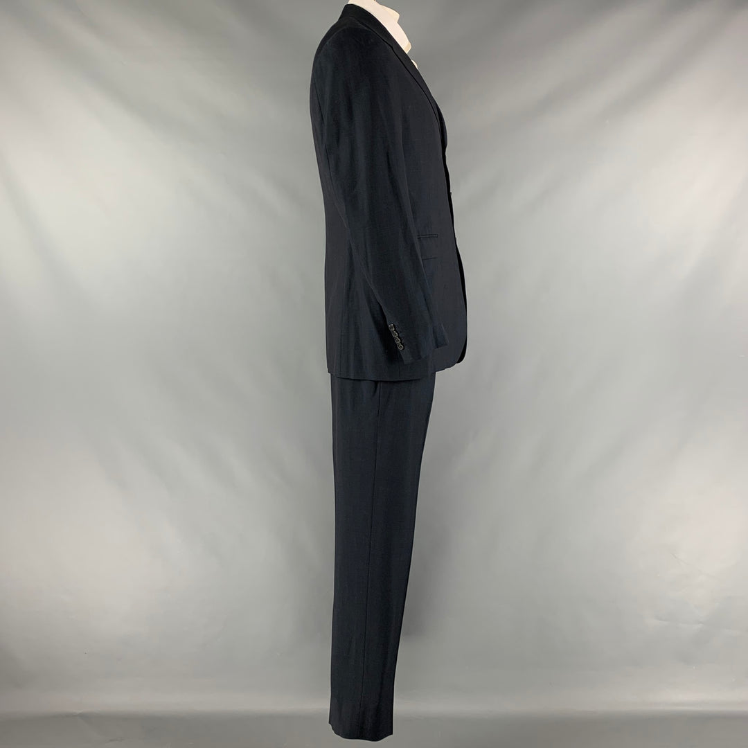 PRADA Size 44 Navy Virgin Wool Silk Single Breasted Suit