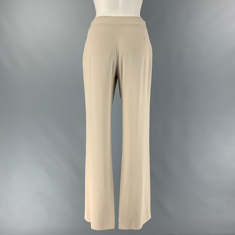 CHANEL Size 4 Beige Silk Straight Dress Pants