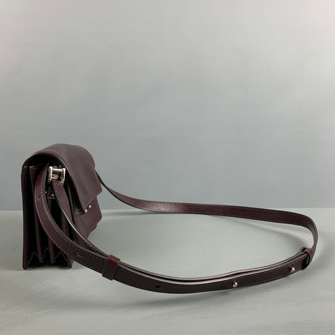 MARNI Burgundy Leather Cross Body Handbag