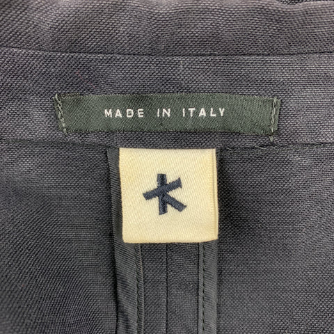 ADAM KIMMEL Size 42 Regular Navy Cotton / Linen Notch Lapel Casual Suit