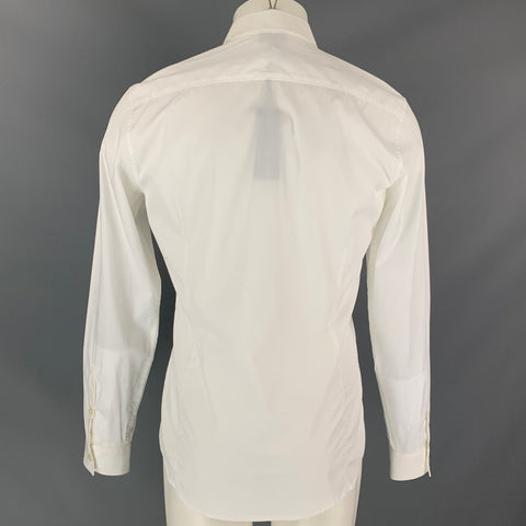 JUST CAVALLI Size S White Beaded Cotton Button Up Long Sleeve Shirt
