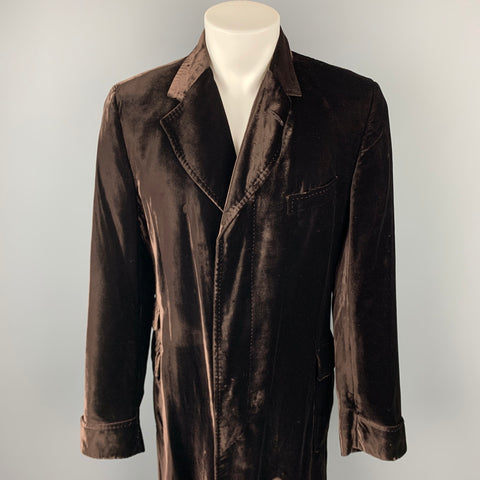 PAUL SMITH Size L Brown Velvet Notch Lapel Buttoned Coat