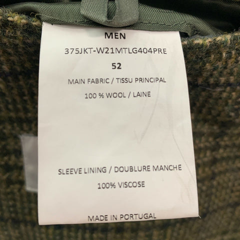OFFICINE GENERALE Size 42 Olive Plaid Wool Notch Lapel Sport Coat