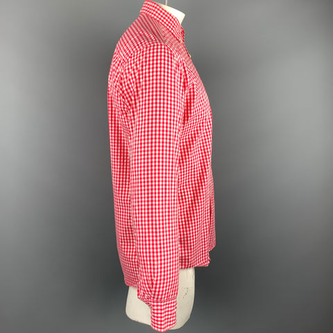 OUR LEGACY Size 40 Pink Gingham Cotton Button Down Long Sleeve Shirt
