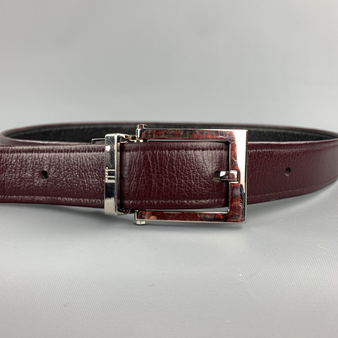 DUNHILL Two Tone Size 34 Black Leather Reversible Belt