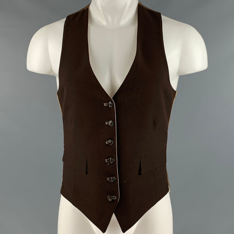VINTAGE Taille S Gilet à rayures marron beige