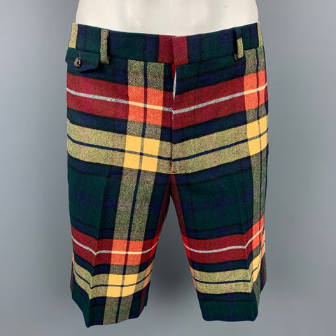 BLACK FLEECE Size 44 Multi-Color Plaid Wool Zip Up Jacket & Shorts Set