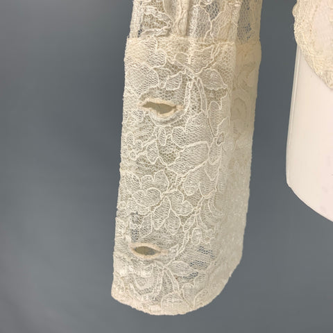 DOLCE & GABBANA Size M Beige Viscose Nylon Lace Button Up Shirt