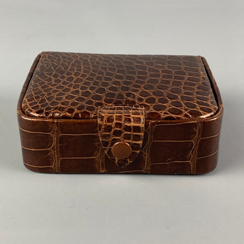 vintage VOUGE de Californie Étui à bijoux en cuir d’alligator brun