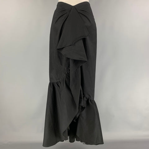VERONIQUE YOUNG Size 8 Black Polyester Blend Ruffled Evening Long Skirt
