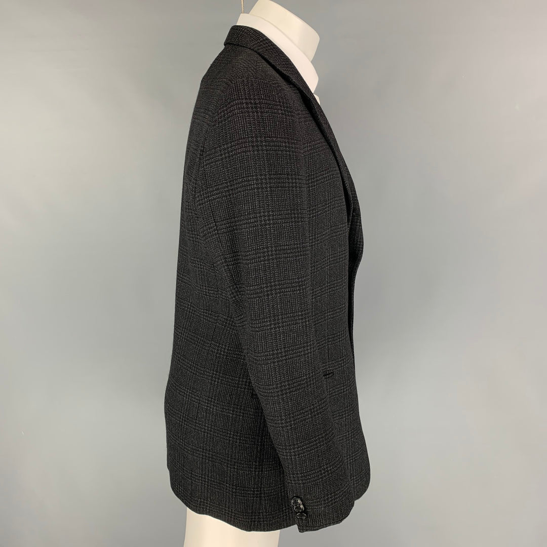 ARMANI COLLEZIONI Taille 40 Manteau de sport en laine à carreaux noir anthracite