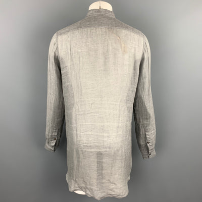 FORME 3’3204322896 Size S Gray Linen Nehru Collar Long Sleeve Shirt