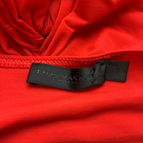 DONNA KARAN Vestido de noche drapeado en mezcla de cupro rojo talla XS