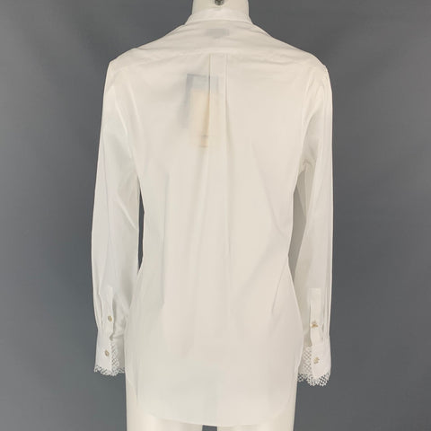 TEMPERLEY Size 6 White Poplin Cotton Lace Trim Nicolette Blouse
