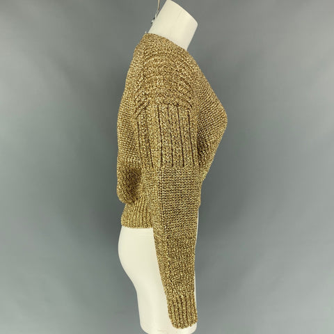 COMME des GARCONS Size M Gold Knitted Metallic Cropped Sweater