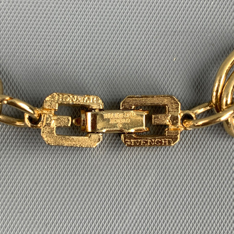 GIVENCHY Gold Tone Chain Link Stone Metal Necklace