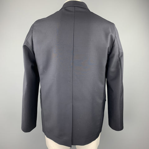 JIL SANDER Size 42 Black Wool / Mohair Notch Lapel Sport Coat