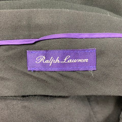 RALPH LAUREN Purple Label Size 32 Black Wool Cuffed Dress Pants