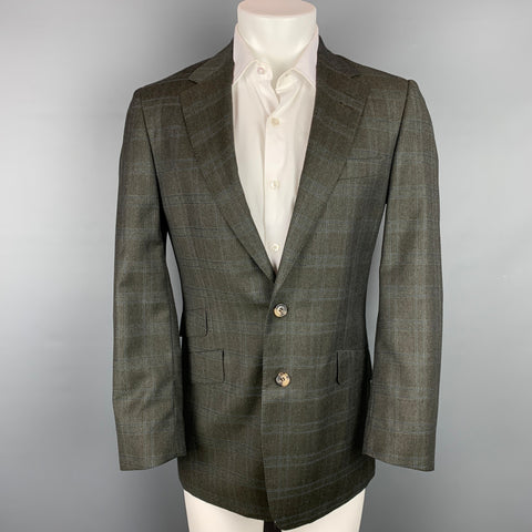 PAUL SMITH The Byard Talla 38 Abrigo deportivo de lana merino Glenplaid gris carbón y azul