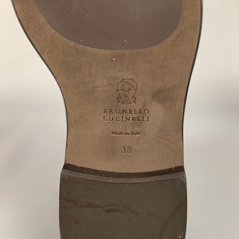 BRUNELLO CUCINELLI Talla 8 Botas Chelsea sin cierres de cuero peltre y carbón