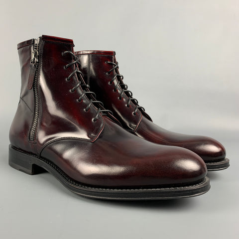 AQUATALIA Size 10.5 Burgundy Leather Lace Up Boots