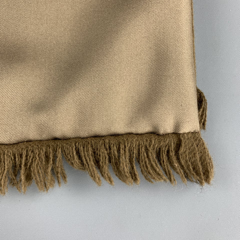 HERMES Print Taupe Angora Silk Scarf