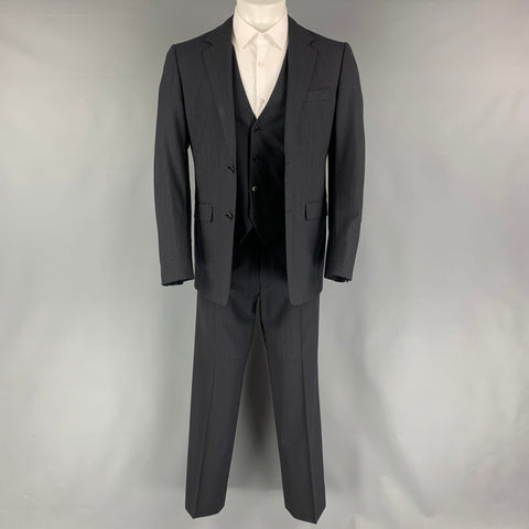 THEORY Size 40 Black Grey Pinstripe Wool Lycra Single breasted 34 Suit