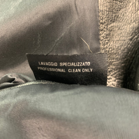 GUCCI Chest Size 40 Black Solid Leather Notch Lapel Sport Coat
