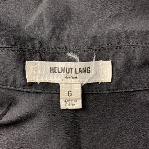 HELMUT LANG Size 6 Black Cotton Blend Hidden Zipper Shirt Dress