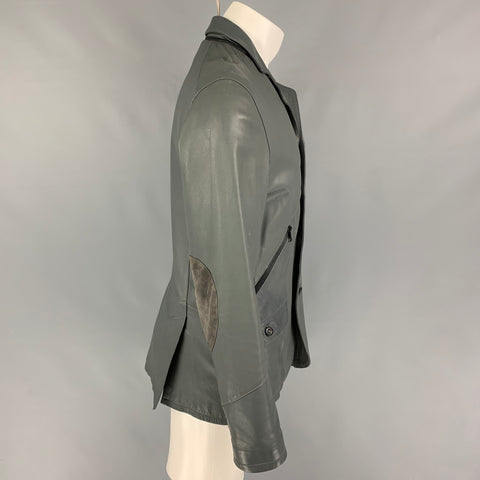 ARMANI EXCHANGE Size M Grey Leather Buttoned Jacket