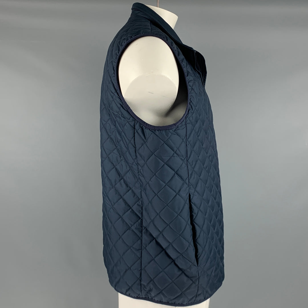 BROOKS BROTHERS Chaleco con cremallera de poliéster acolchado azul marino talla XL